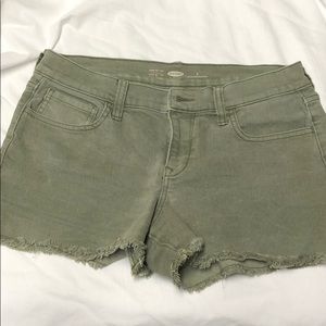Green old navy shorts distressed hem